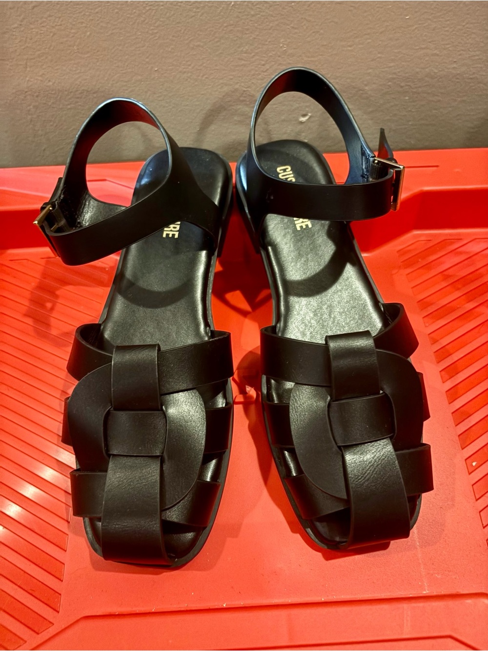 Women’s Black Woven Ankle-Strap Sandals